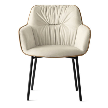 Calligaris Cocoon CS2084 Two-tone Armchair with Plush Seat and Metal Base | Made to Order