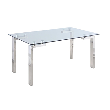 Chintaly CRISTINA Contemporary Glass Top Dining Table with Steel Base