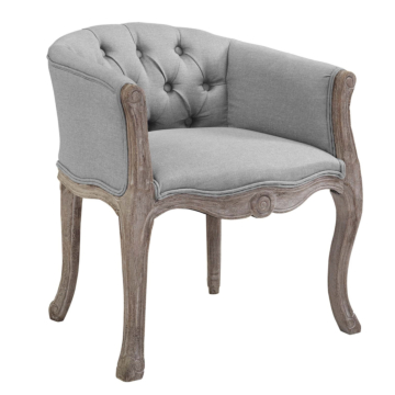 Modway Crown Vintage French Upholstered Fabric Accent Chair-Light Gray