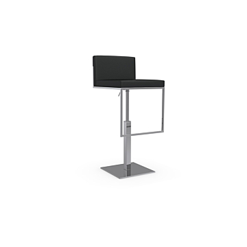 Calligaris Even Plus Leather Upholstered Barr Stool-Black 683, Leather