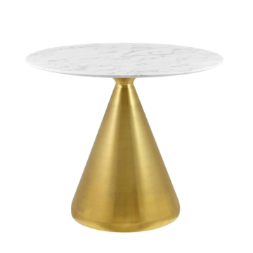 Modway Tupelo 36" Artificial Marble Dining Table Gold White
