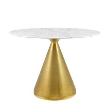 Modway Tupelo 42" Oval Artificial Marble Dining Table Gold White