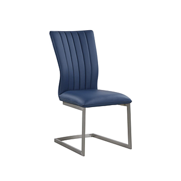 Chintaly Eileen Contemporary Channel Back Cantilever Side Chair, Blue