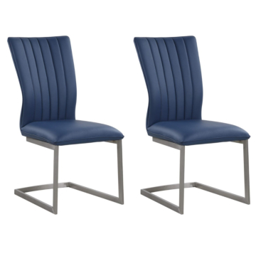 Chintaly Eileen Contemporary Channel Back Cantilever Side Chair, Blue