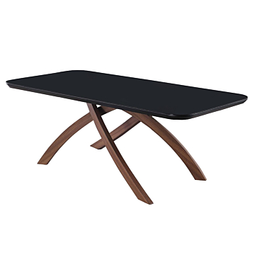 Chintaly EMILY Black Glass Top Dining Table with Crisscross Base