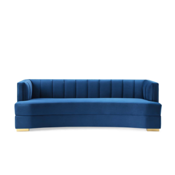 Modway Encompass Channel Tufted Performance Velvet Curved Sofa-Navy Blue