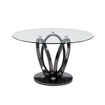 Chintaly Evelyn Glass Top Dining Table with 3-Ring Steel Base