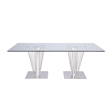 Chintaly Fernanda Rectangular Dining Table with Glass Top