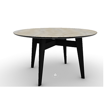 Calligaris Abrey Table With Round Fixed Top And Wooden Legs