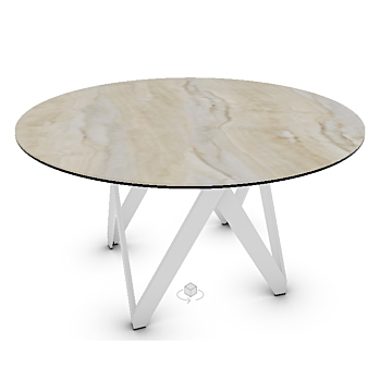 Calligaris Cartesio Table With A Non-extending Round Top And Central Metal Base