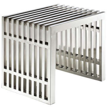 Modway Gridiron Small Stainless Steel Bench-Silver Gray 