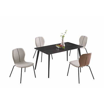 Chintaly Hannah Contemporary Dining Room Set with Sintered Stone Table & 2-Tone Chairs