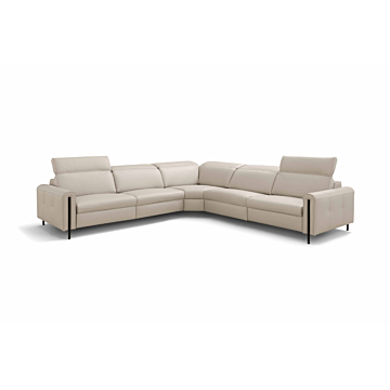 Marco Leather Sectional with 2 Recliners, Cream