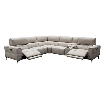 Cubo 6-Piece Sectional Sofa with Recliners, Oatmeal Split Leather | Creative Furniture