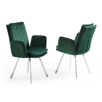 Novel Armchair, Green Fabric Upholstered, Chrome Frame| Creative Furniture