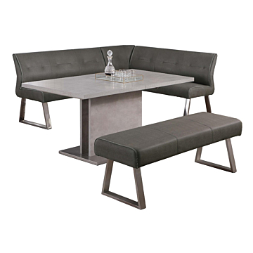 Chintaly Kalinda 3 Piece Contemporary Dining Set with Extendable Table, Nook & Bench