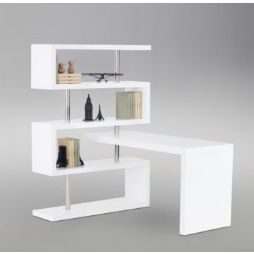 J & M KD002 Office Desk with Tall Shelves, White