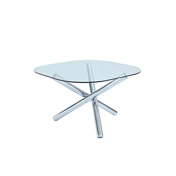 Chintaly Leatrice Contemporary Square Round Glass Top Table