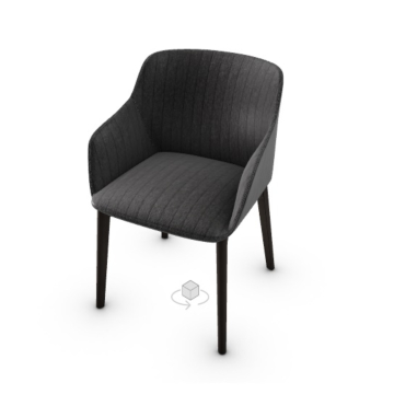 Calligaris Elle Upholstered Armchair With Wooden Base