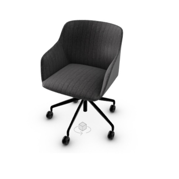 Calligaris Elle Upholstered And Swivelling Armchair Adjustable In Height With Aluminum Base With Casters
