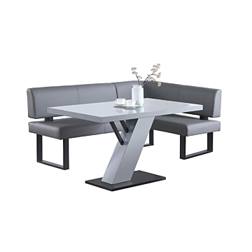 Chintaly Linden 2-Piece Contemporary Dining Set with Wooden Dining Table & Nook