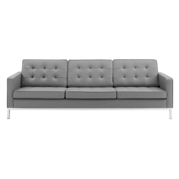 Modway Loft Tufted Upholstered Faux Leather Sofa-Silver Gray 