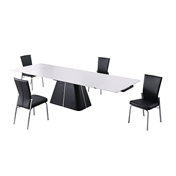 Chintaly Mabel Contemporary Dining Set with Extendable Table & Motion Back Chairs