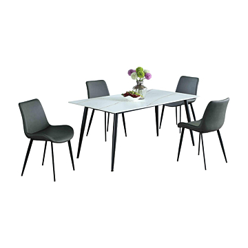 Chintaly Mary Contemporary Dining Set with Sintered Stone Top & 4 Chairs