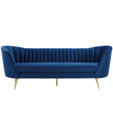 Modway Opportunity Vertical Channel Tufted Curved Performance Velvet Sofa-Navy Blue