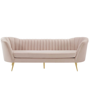 Modway Opportunity Vertical Channel Tufted Curved Performance Velvet Sofa-Pink