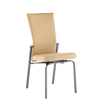 Chintaly Molly Motion Back Side Chair, Beige with Brushed Steel Legs