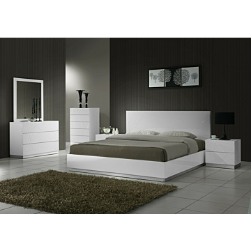 J & M Naples Bedroom Collection, White High Gloss