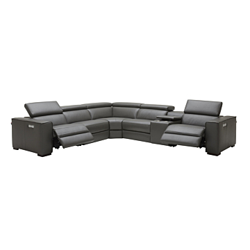 J & M Picasso 6 Pc Motion Sectional, Dark Gray Leather