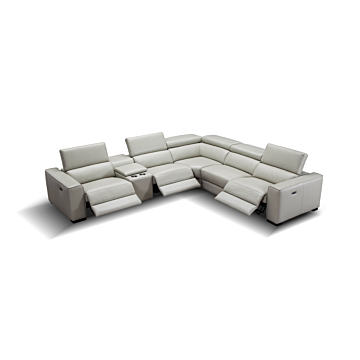 J & M Picasso 6 Pc Motion Sectional, Silver Gray Leather