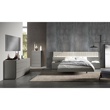 J & M Porto Bedroom Collection, Grey Lacquer Finish
