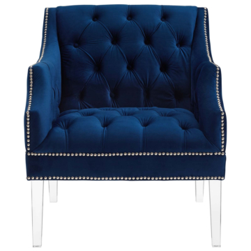 Modway Proverbial Tufted Button Accent Performance Velvet Armchair-Navy Blue