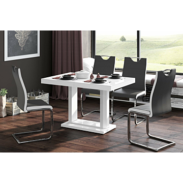Cortex Quatro Dining Table With Extension, White High Gloss