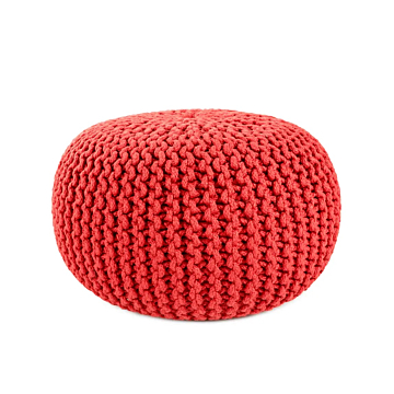 Vibe by Jaipur Living Asilah Indoor/ Outdoor Solid Round Pouf-Red