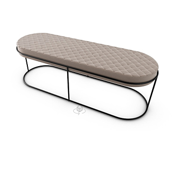 Calligaris Atollo Bench With Quilted Upholstered Seat And Metal Frame